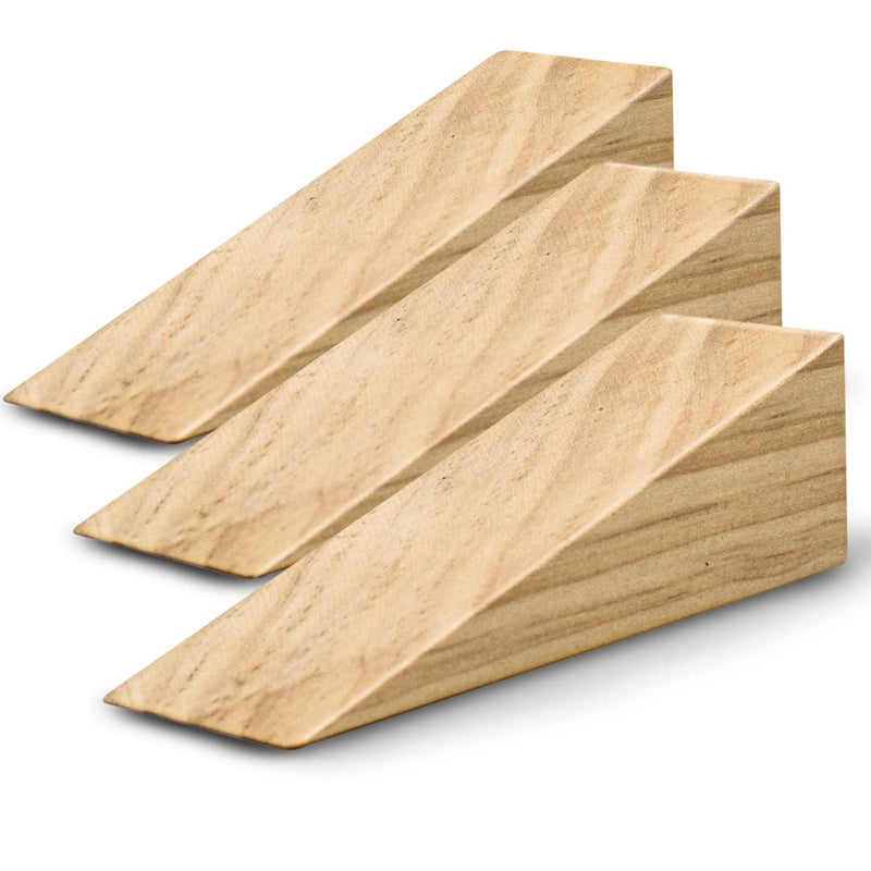 Silginnes Wooden Door Stoppers Handmade Acacia Wood Door Wedge - Wooden Wedge Door Stopper for Bottom of Door Works for All Floor Types - - Image 1